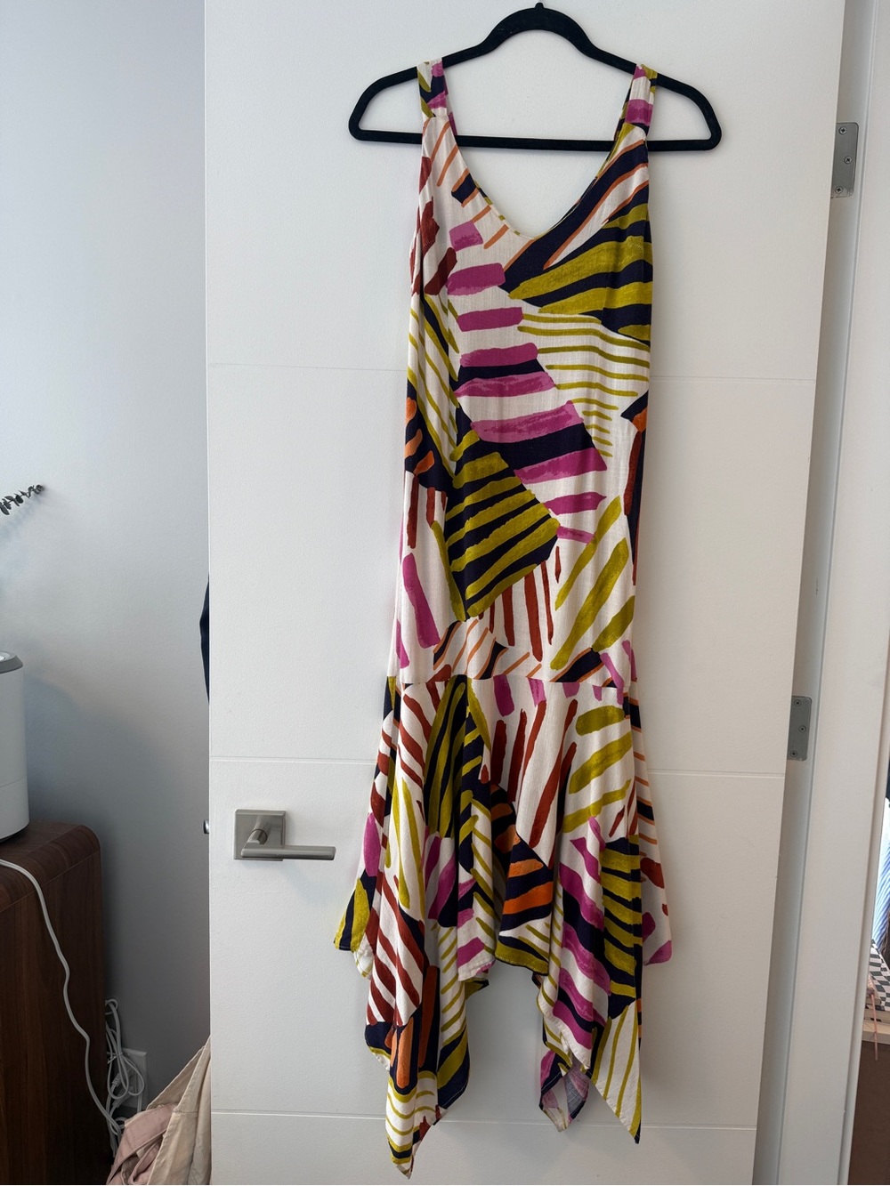 Pokan Abstract Print Handkerchief Hem Midi Dress Multicolour XS